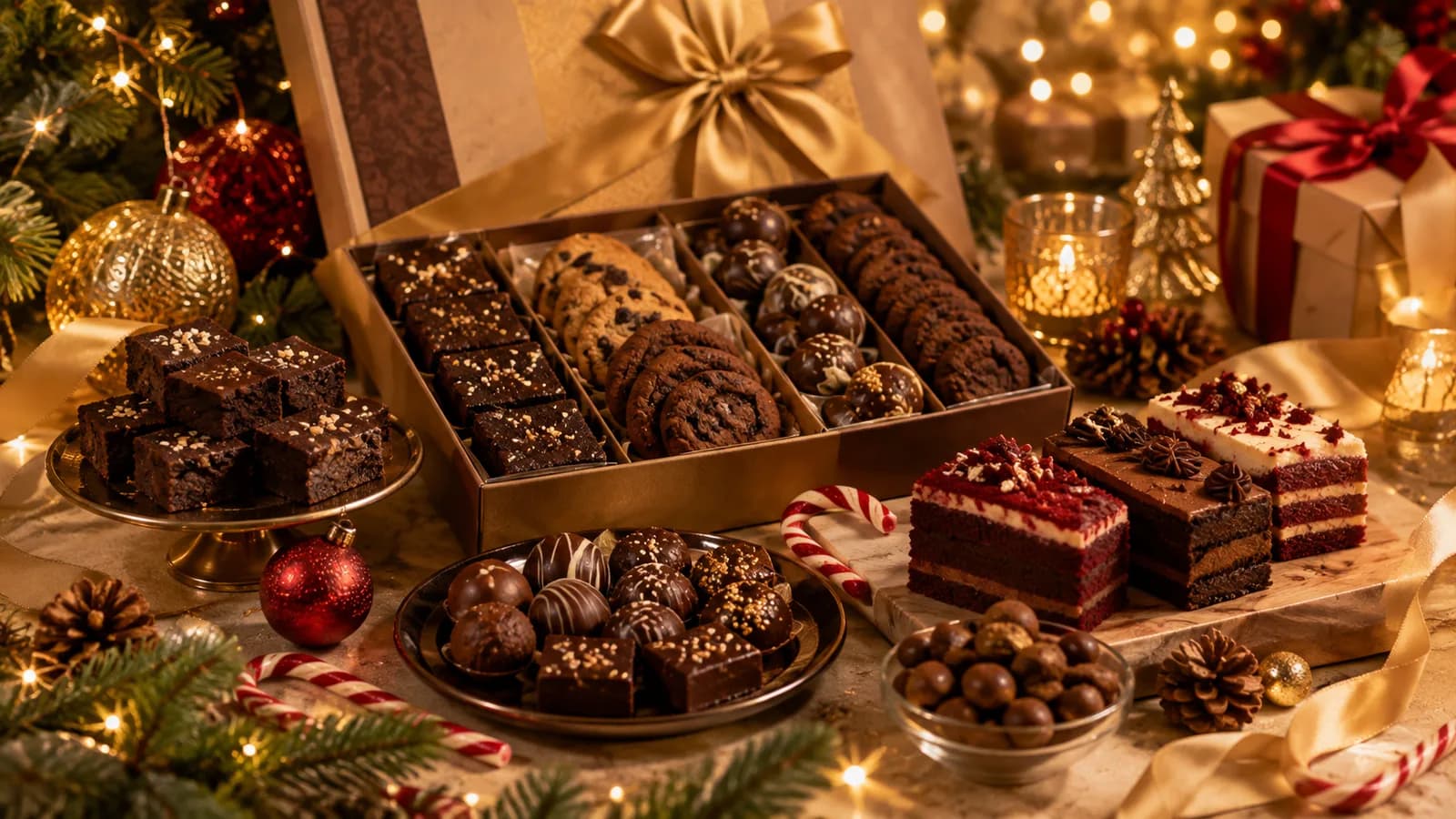 Christmas gift hamper of brownies, cookies, chocolate truffles and layered cake slices, Magic T-treats, Magic t treats, Tashu, tavishi, Tavishi manohar