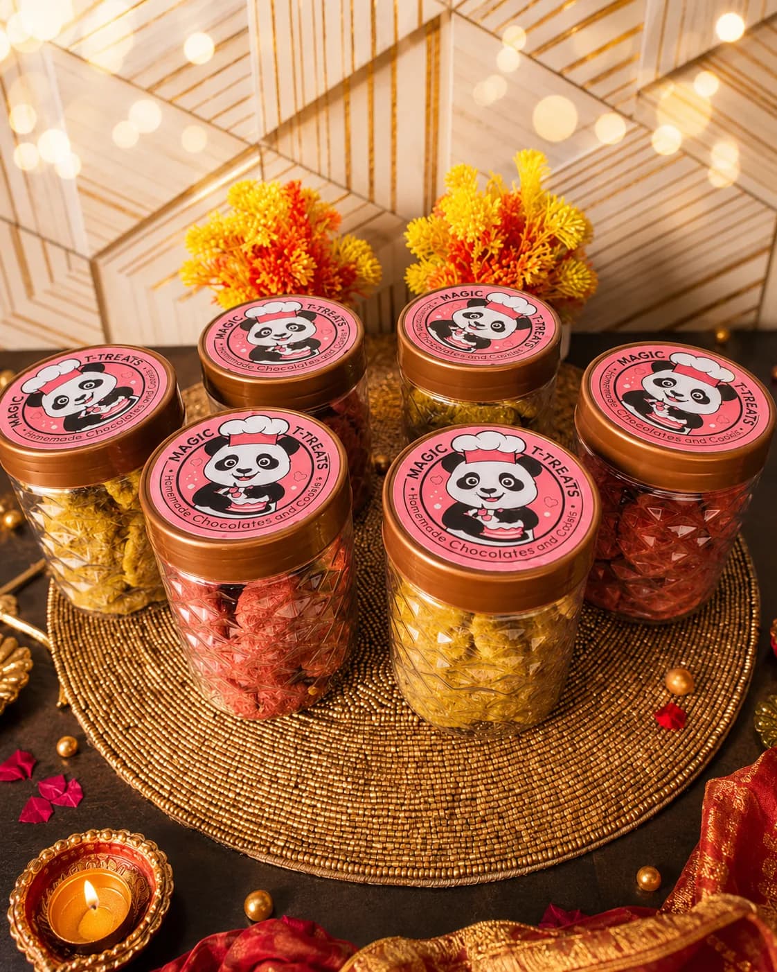 Festive cookie jars, packed for gifting