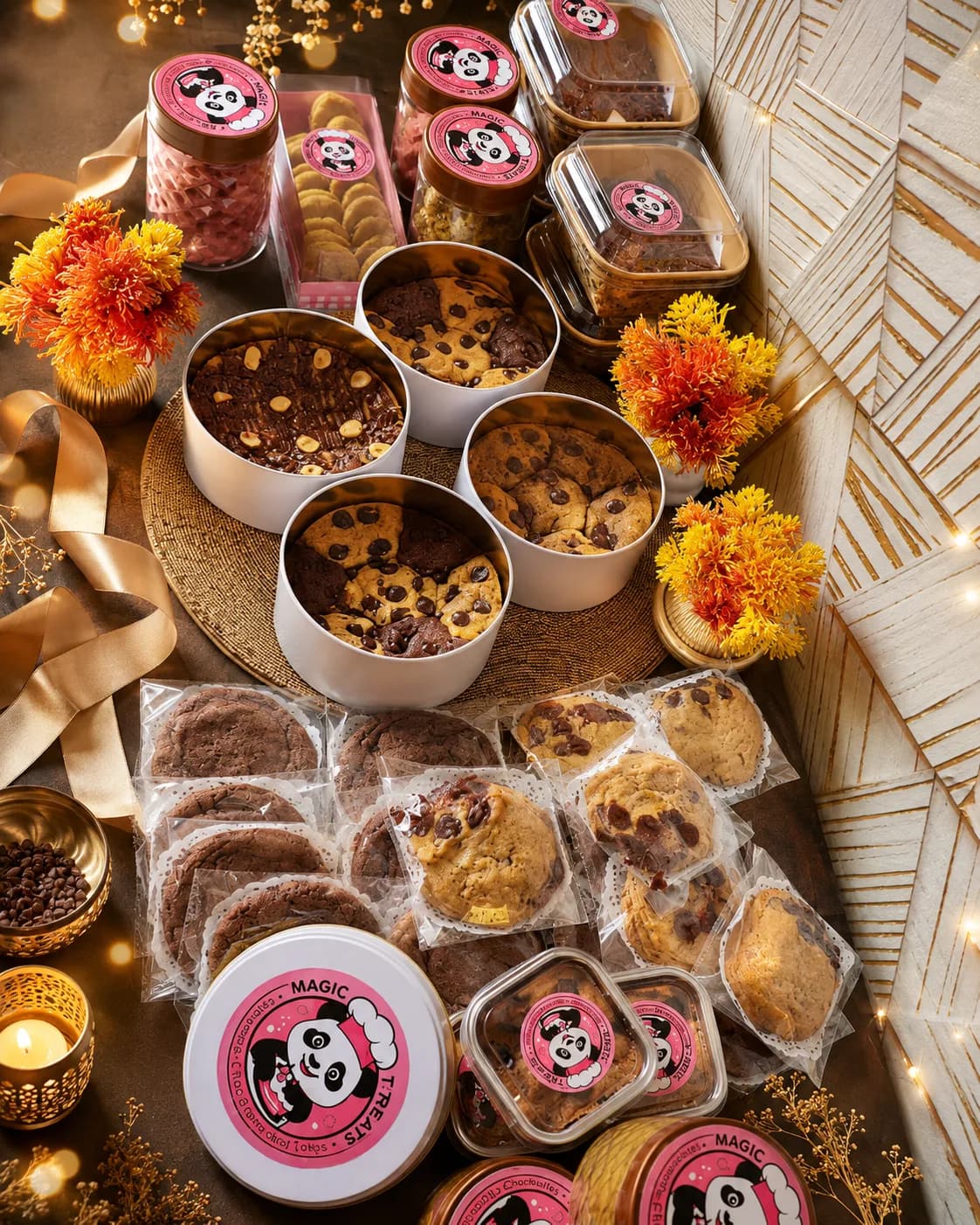 Cookie tins and brownie boxes, ready for Diwali