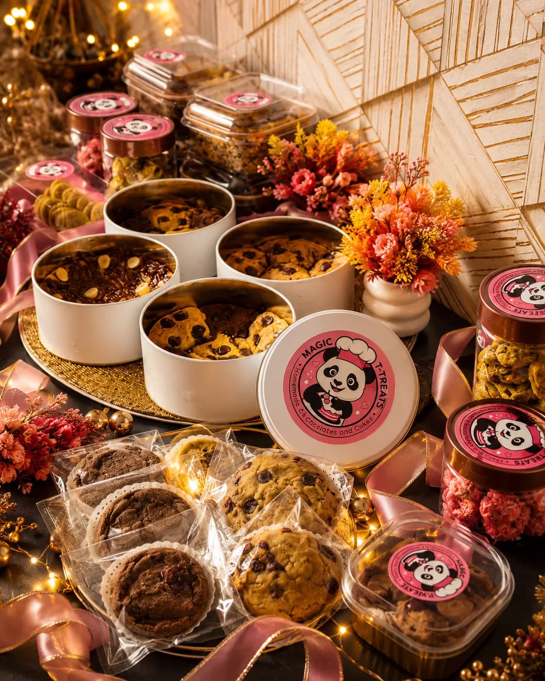 Festive cookie hampers, tins and jars